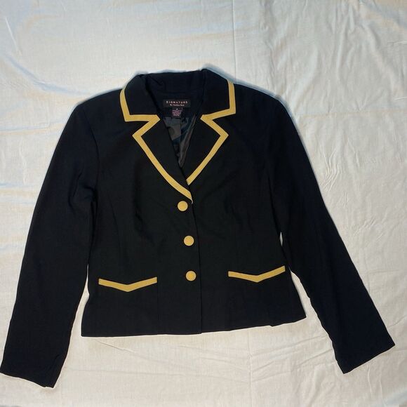 Vintage SIGNATURE ROBBIE BEE Skirt Blouse Suit Polka Dot Peplum Womens 10 Black - Picture 3 of 6